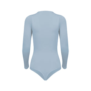 Silueta body manga larga cuello alto para mujer color azul claro de Lunia vista trasera