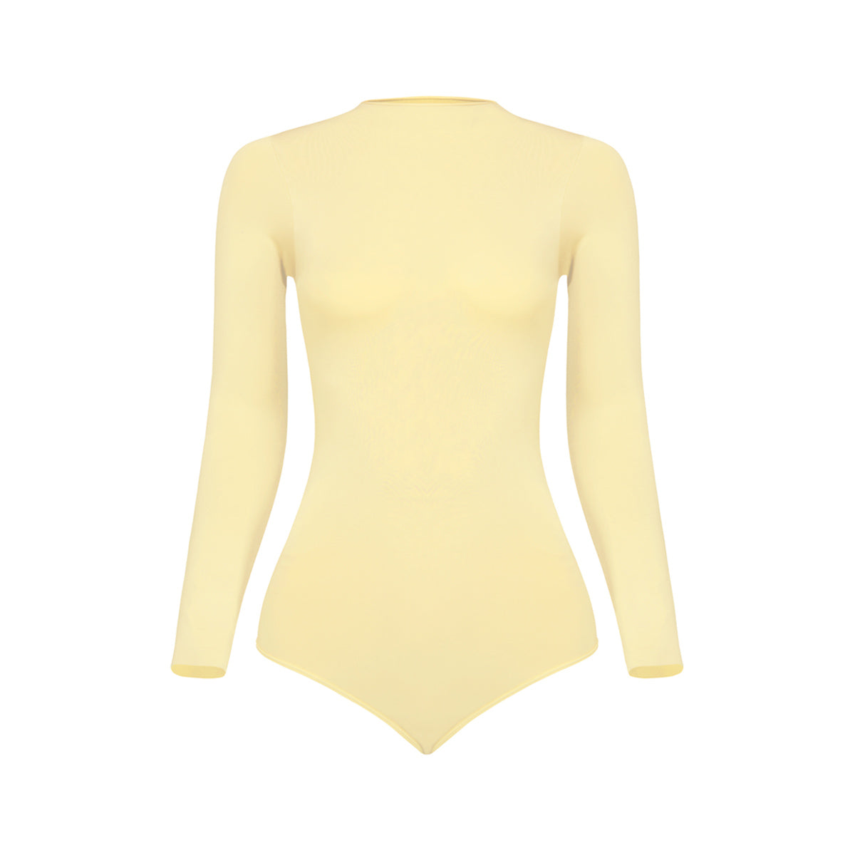 Silueta body manga larga cuello alto para mujer color amarillo de Lunia vista delantera 