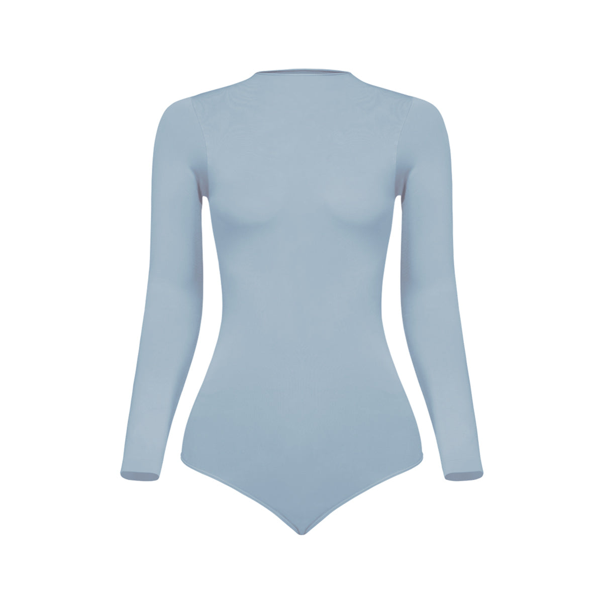 Silueta body manga larga cuello alto para mujer color azul claro de Lunia vista delantera 