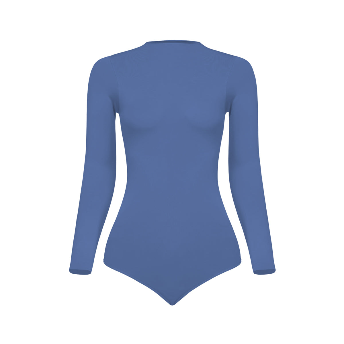 Silueta body manga larga cuello alto para mujer color azul fuerza de Lunia vista delantera 