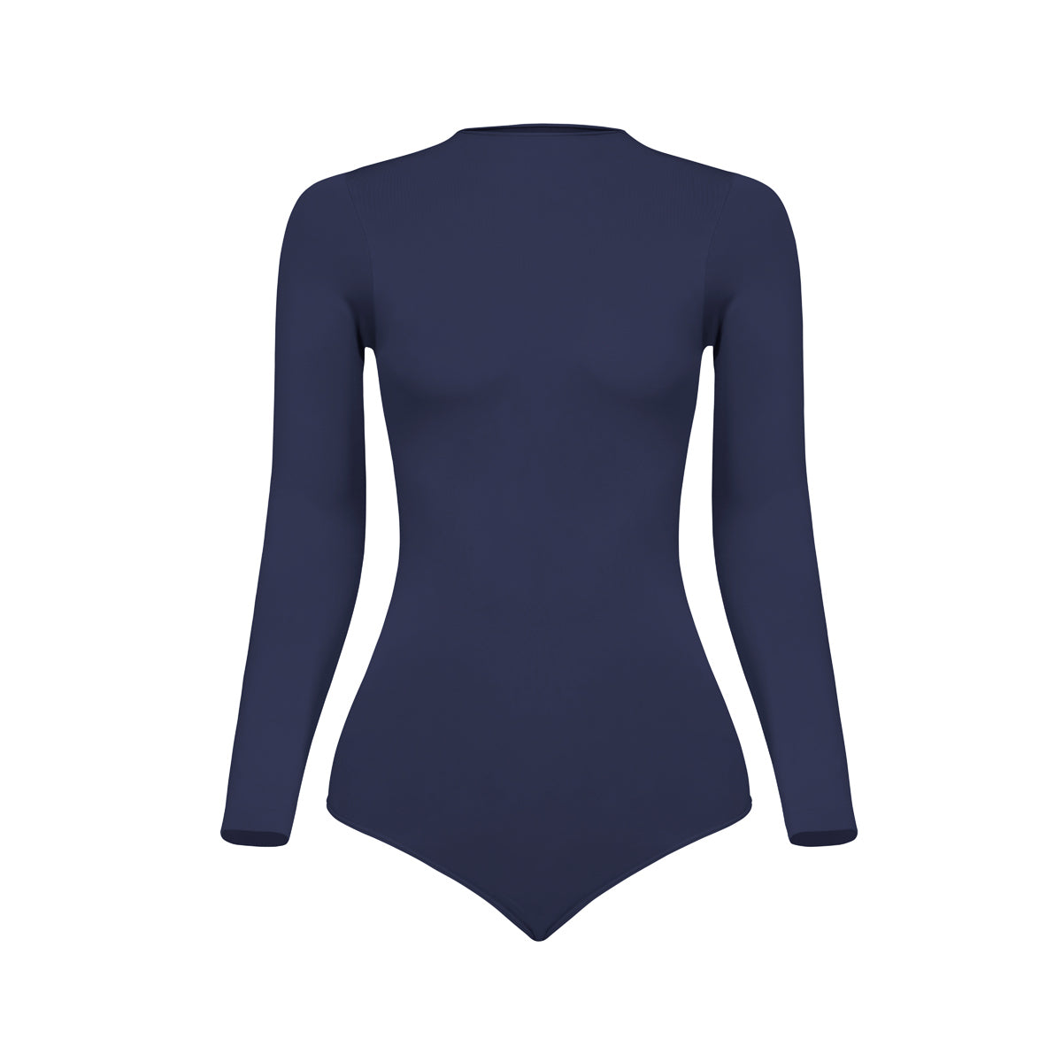 Silueta frontal body manga larga cuello alto para mujer color azul oscuro de Lunia. 