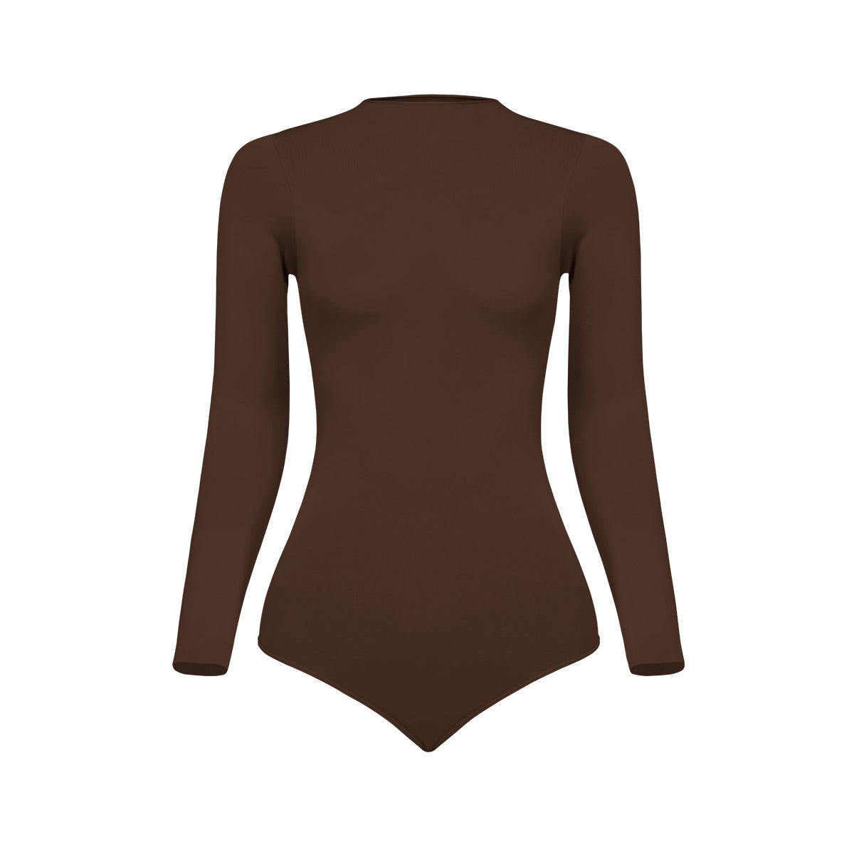 Silueta frontal body manga larga cuello alto para mujer color chocolate de Lunia. 
