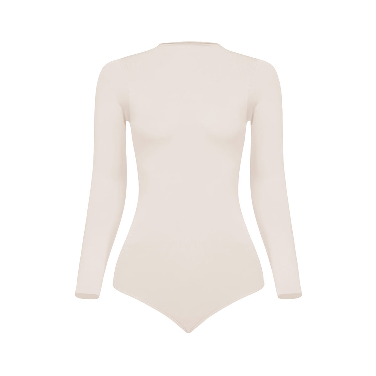 Silueta frontal body manga larga cuello alto para mujer color marfil de Lunia. 