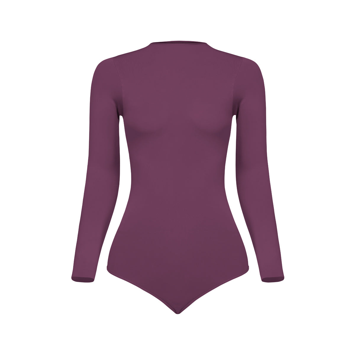 Silueta frontal body manga larga cuello alto para mujer color morado de Lunia. 