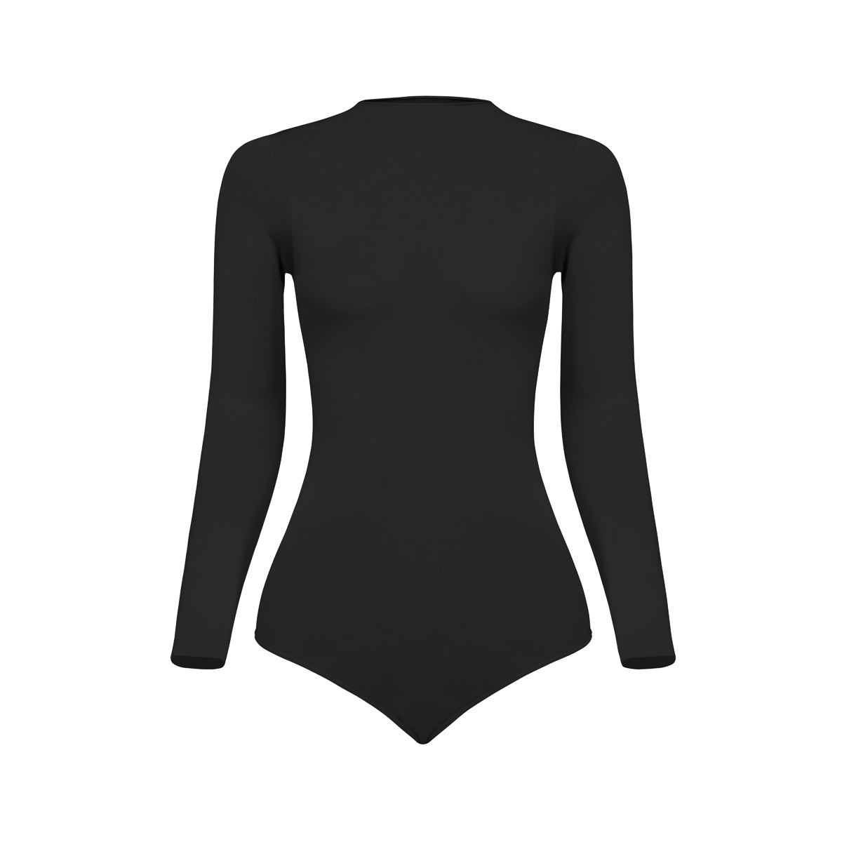 Silueta frontal body manga larga cuello alto para mujer color negro de Lunia. 