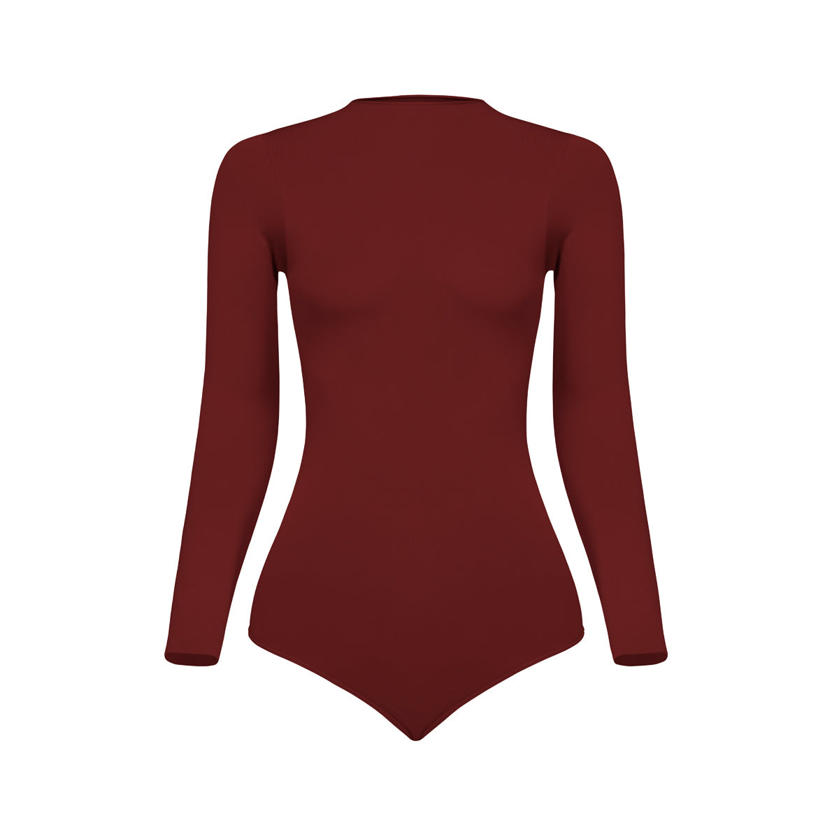 Silueta frontal body manga larga cuello alto para mujer color vinotinto de Lunia. 