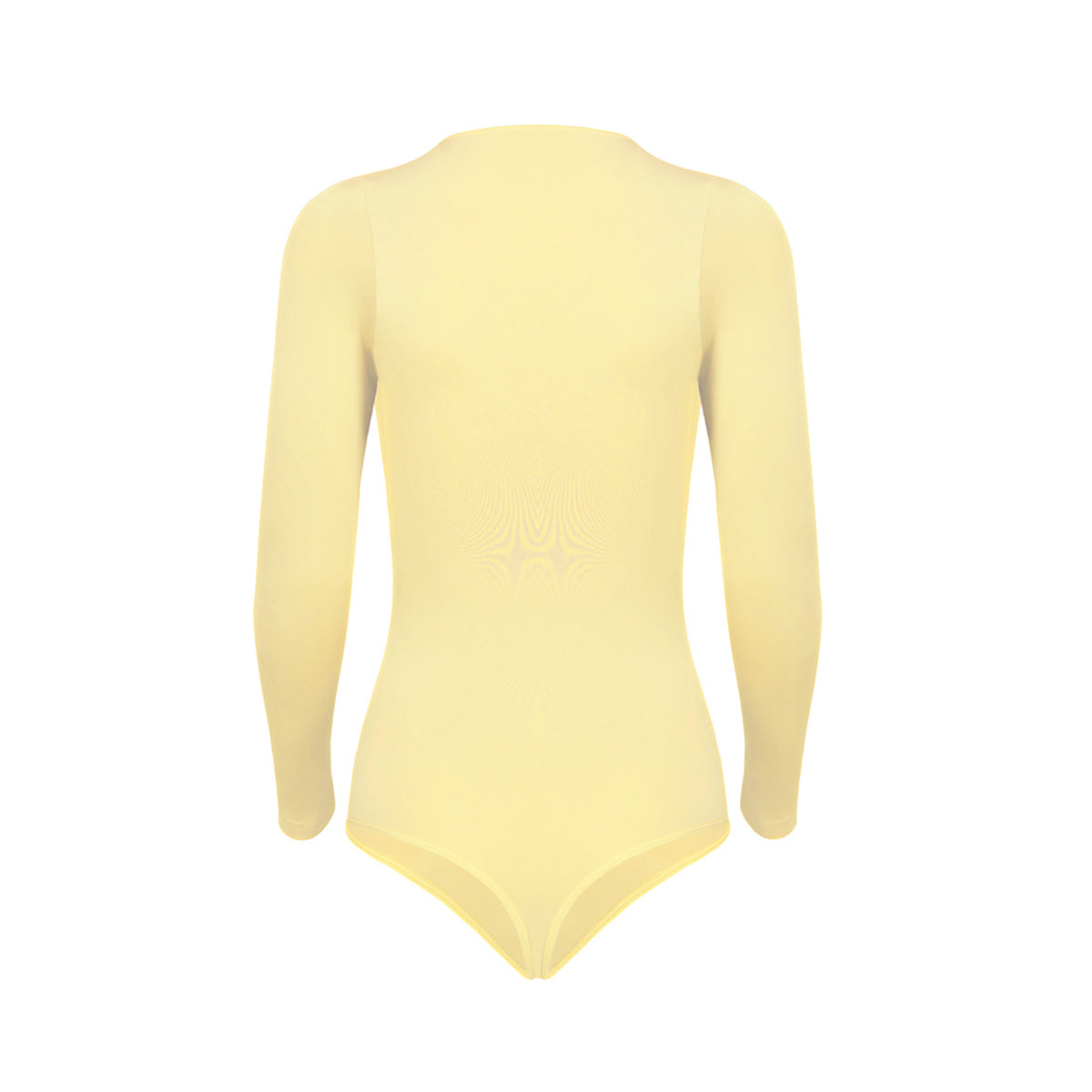Silueta body manga larga cuello alto para mujer color amarillo de Lunia vista trasera