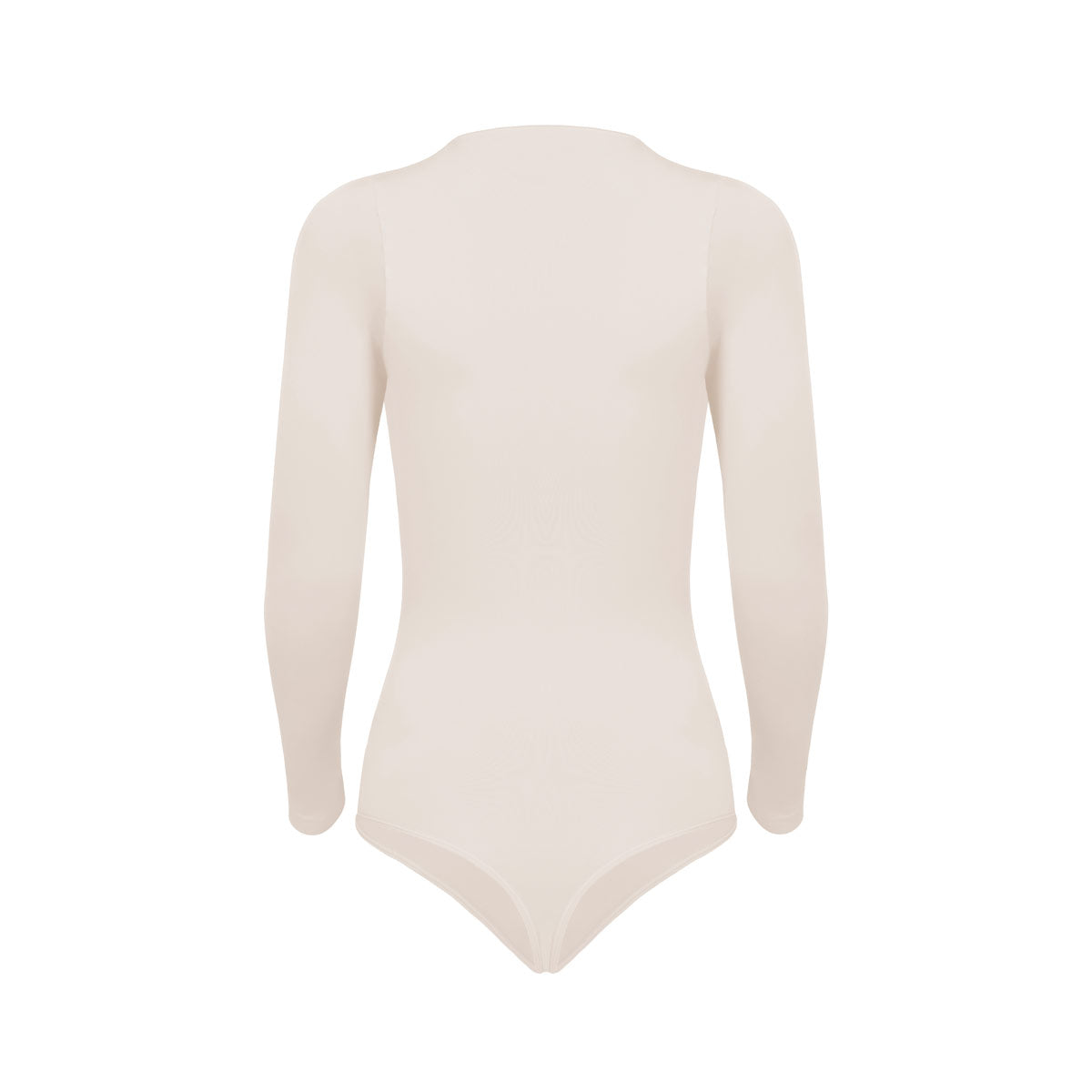 Silueta trasera body manga larga cuello alto para mujer color marfil de Lunia. 