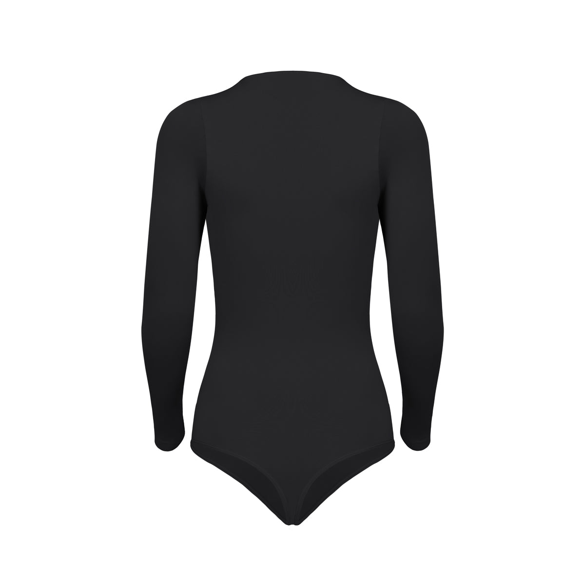 Silueta trasera body manga larga cuello alto para mujer color negro de Lunia. 